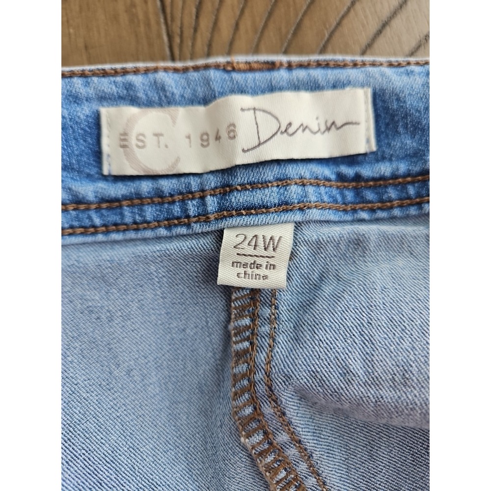 Cato Tiered Jean Skirt 24W Chambray Prairie Country Boho Cotton Stretch Midi - Picture 11 of 11